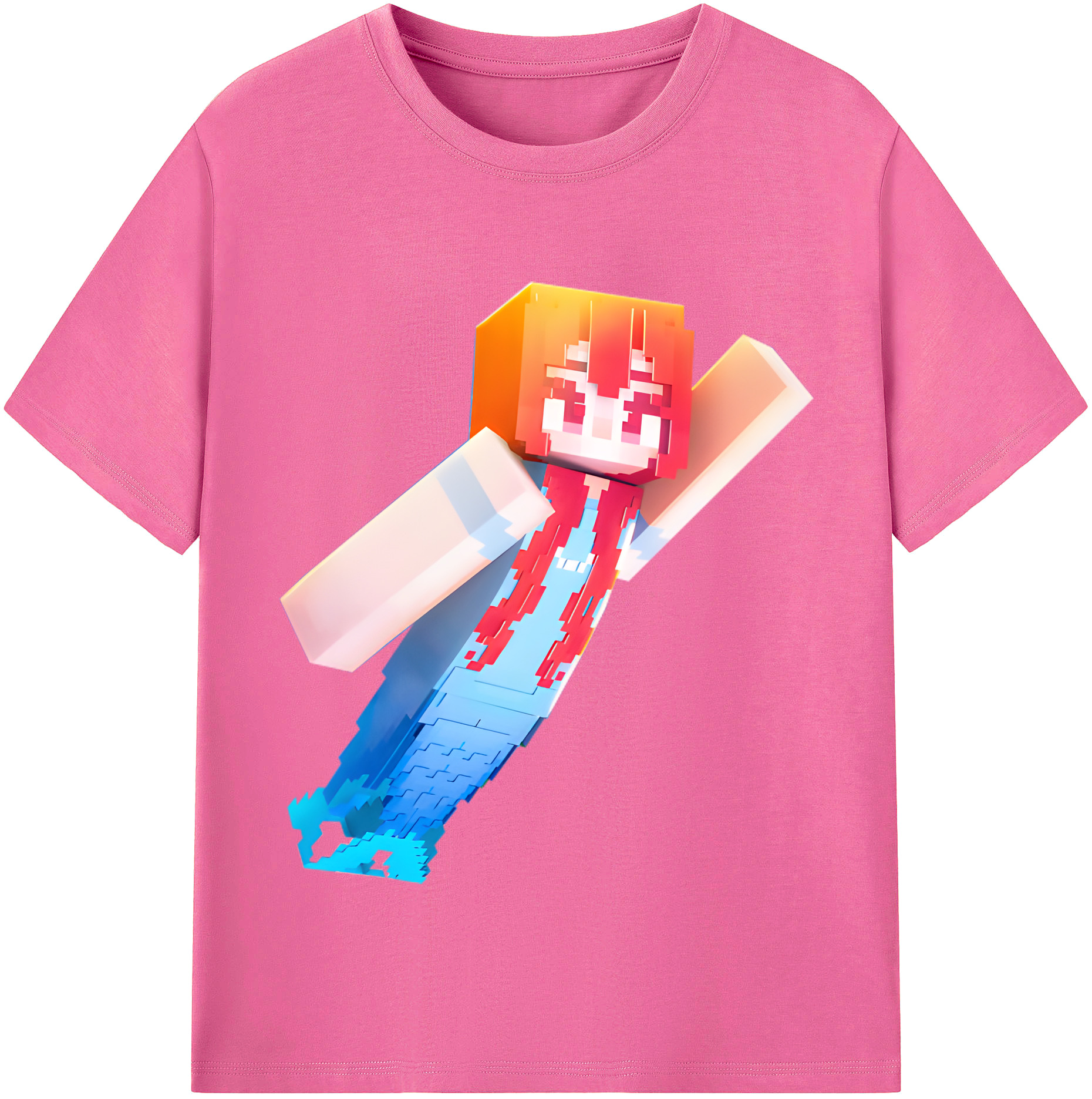 （画像用） マインクラフト ブロックの世界 Minecraft MC Block world レディースカジュアルプリントTシャツ（綿100％）